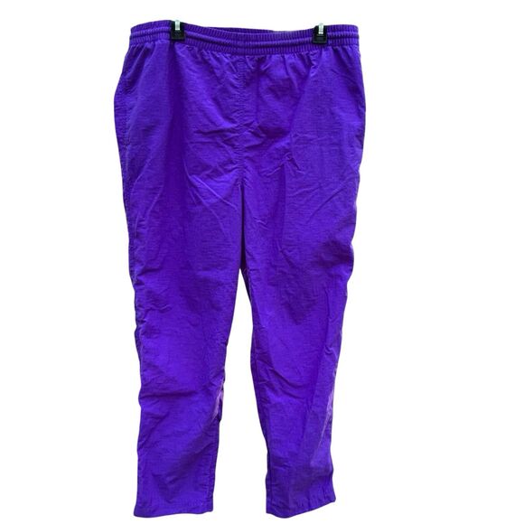 Alfred Dunner Women's Vintage Elastic Drawstring Waist Nylon Purple Pants Sz Med - Picture 1 of 8